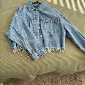 Zara Blue Distressed Jean Jacket